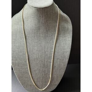 Vtg. Multi Strand Chain Necklace Gold Tone White Modernist Minimalist Layered